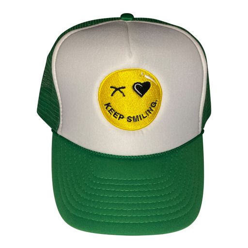 Chapéu de camionista verde / branco